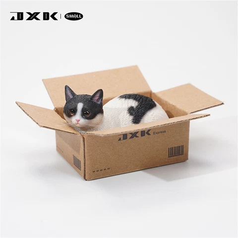 JXK 2.0 Small The Cat In The Delivery Box Model Animal Funny Scene Accessory Toy Cover