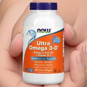 NOW Foods, Ultra Omega 3-D, 600 EPA / 300 DHA, 180 Fish Softgels - Picture 1 of 2