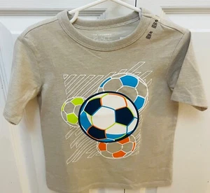 Boys Size 4T New Soccer Ball Graphic Grayish Tan T-Shirt - Picture 1 of 3