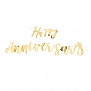 10 ft Metallic Gold "Happy Anniversary" Banner Party Events Home Decorations - Picture 1 of 9