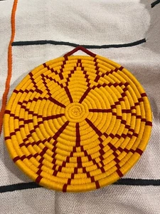 Moroccan woven wool wicker wall decoration, Moroccan straw plate for wall - Imagen 1 de 2