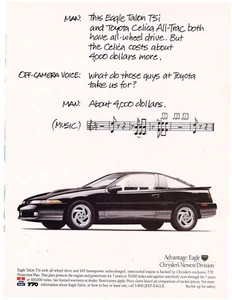 1991 Eagle Talon TSi Coupe From Chrysler's Newest Division, Sharp Magazine Ad - Picture 1 of 1