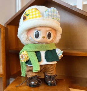 Doll Clothes Outfit Green Scarf Hat Vest Corduroy Pants Fall for Labubu No Boots - Picture 1 of 1
