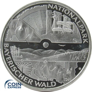 *** 10 Euro DEUTSCHLAND 2005 Nationalpark Bayerischer Wald Silbermünze *** - Bild 1 von 1