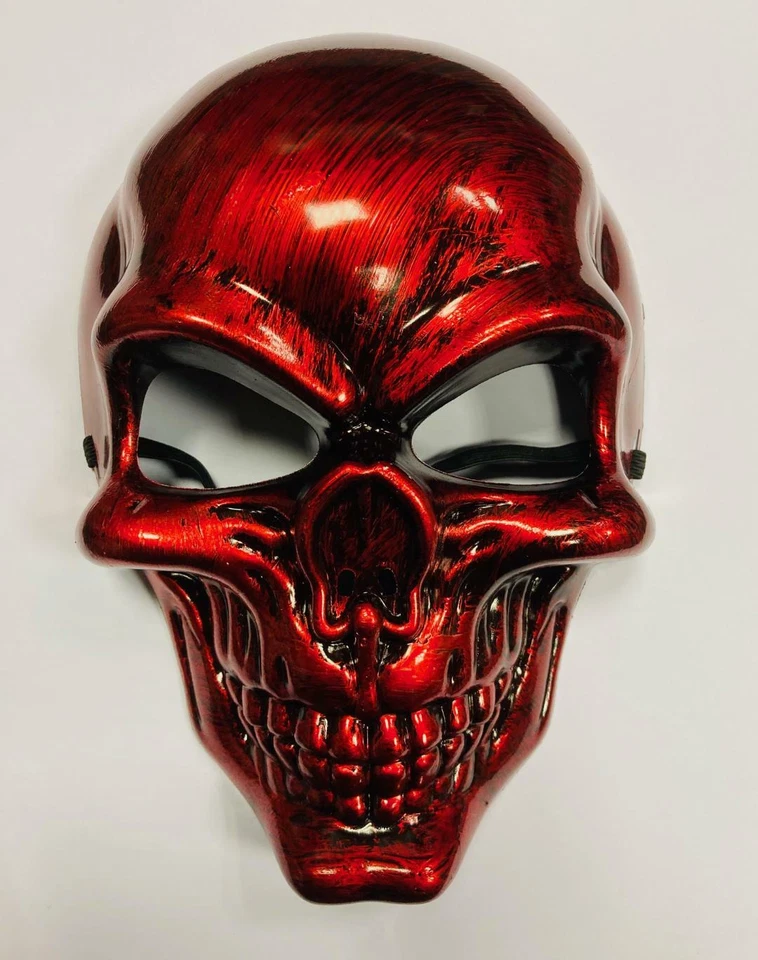 SKULL FACE MASK SKELETON WARRIOR COSPLAY MASQUERADE BURNISHED HALLOWEEN COSTUME - Image 1 of 2