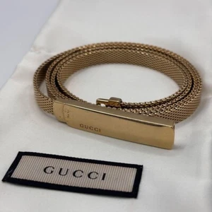 GUCCI Plate Mesh Belt Metal Gold from japan dhl fedex free shipping - Picture 1 of 16