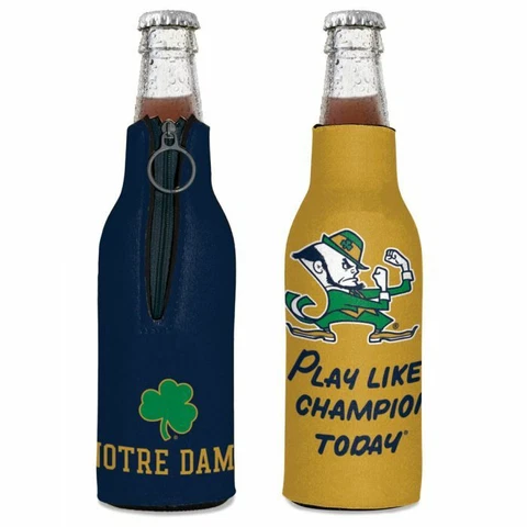 NOTRE DAME FIGHTING IRISH BOTTLE HOLDER COOZIE KOOZIE COOLER WITH ZIPPER Cover