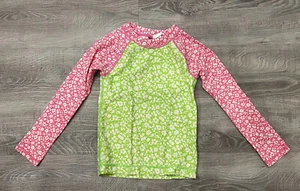 Ralph Lauren Girl's Rash Guard Size 5 Pink Green Floral Long Sleeve Polo - Picture 1 of 9
