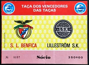Biglietto Stub Coppa delle Coppe Benfica vs Lillestrom SK UEFA 1986 - Foto 1 di 2