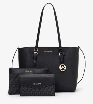 Michael Kors Charlotte LG 3 in 1 Black Leather Shoulder Bag + 2 Crossbody Bags - Image 1 of 4