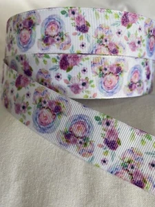 Minnie Flowers 25mm Grosgrain Ribbon 3 Meter Length Hairbows Craft - Picture 1 of 1