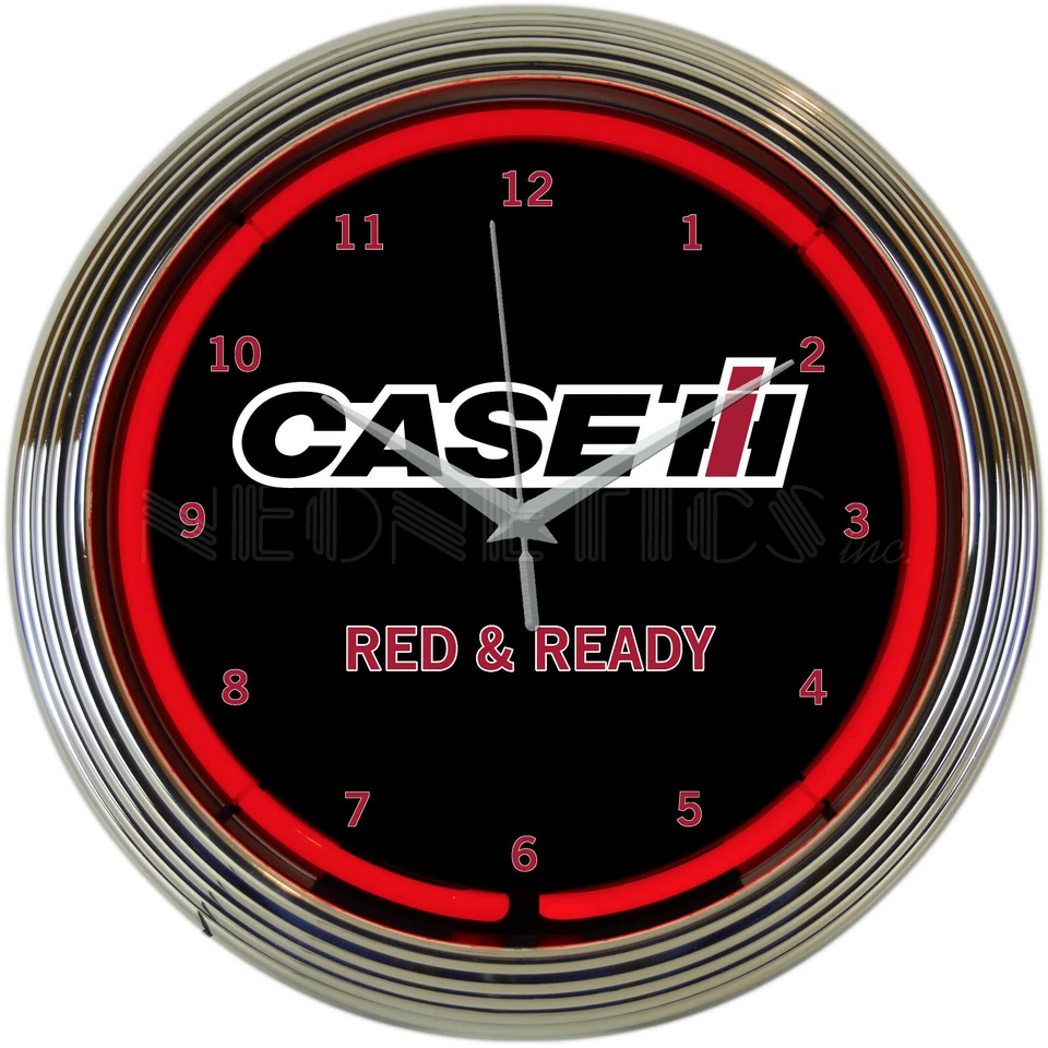 CASE IH Red Ready Red Neon Hanging Wall Clock 15" Diameter 8CASEC by Neonetics - Image 1 of 1