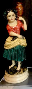 Estatua de niña campesina italiana pie desnudo Borghese uvas ropa de tiza - Imagen 1 de 12