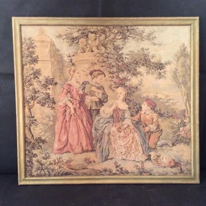 ancienne tapisserie scene galantes atelier Gobelins ? encadrer - Imagen 1 de 11