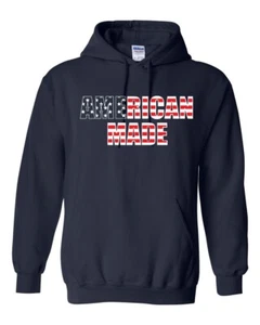 AMERICAN MADE Patriotic USA America TWO COLOR Hooded Hoodie Sweatshirt 1265 - Picture 1 of 9
