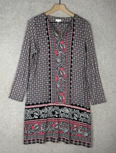 J Jill Dress Womens Medium Petite Black Pink Soft Stretch Party Wedding NEW - Picture 1 of 11