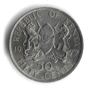 1977 Kenya 50 Cents World Coin - Mintage 16,000,000 - KM# 13 - Picture 1 of 2