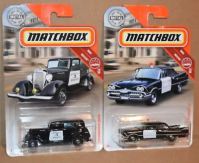 MATCHBOX '33 PLYMOUTH PC SEDAN & '59 DODGE CORONET POLICE LOT OF 2 NEW - Image 1 of 4