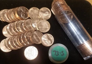 1973-S Lincoln Penny Cent Roll - Gem BU Red - from huge hoard of 1000s of rolls - Picture 1 of 2