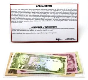 AFGHANISTAN 4 Banknotes Collection  - COA & History & Folder Included - Picture 1 of 3