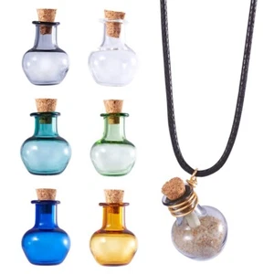 6Pcs Round Glass Cork Bottles Ornament Glass Empty Wishing Bottles 1.8x2.3cm - Picture 1 of 8