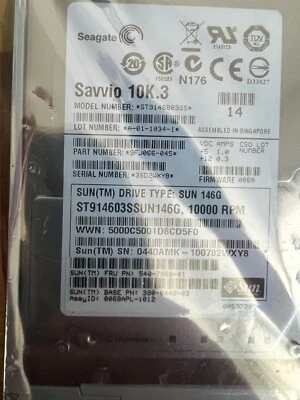 HDD SUN ST914603SSUN146G 540-7777-01 146GB 10000U/M 16MB SAS 2.5" NEW - SEALED - Bild 1 von 3