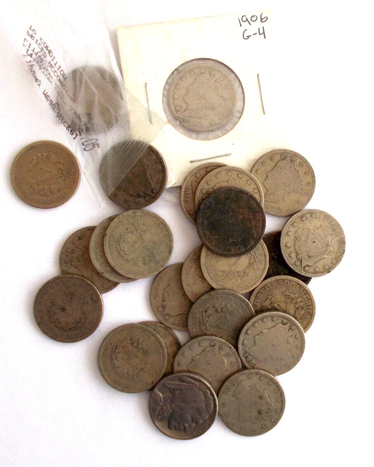 Liberty 'V' Nickels 24p +1 Buffalo Nickel a variety of Circulated Dates & Grades - Image 1 of 1