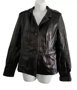 Mackage Womens Leather Jacket Size Medium Black Button - Picture 1 of 17