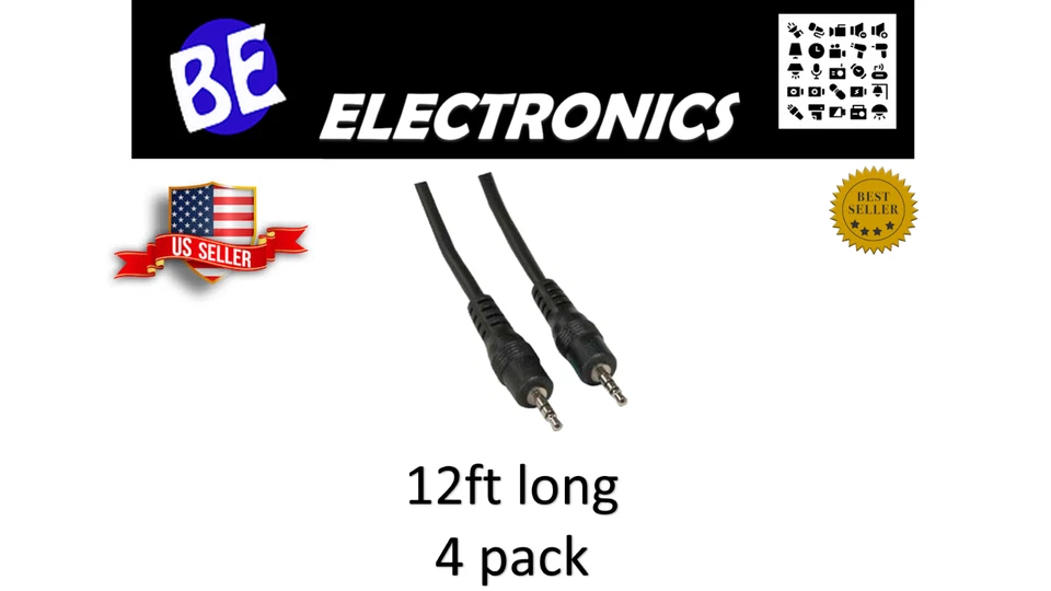 4x 12Ft 2.5mm Stereo M/M Speaker/Headset Cable - Image 1 of 1