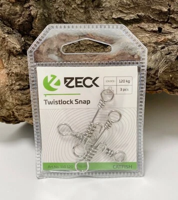 Zeck Wels Twistlock Snap 120kg 3 Stück Karabiner Einhänger für Waller Silure Cat