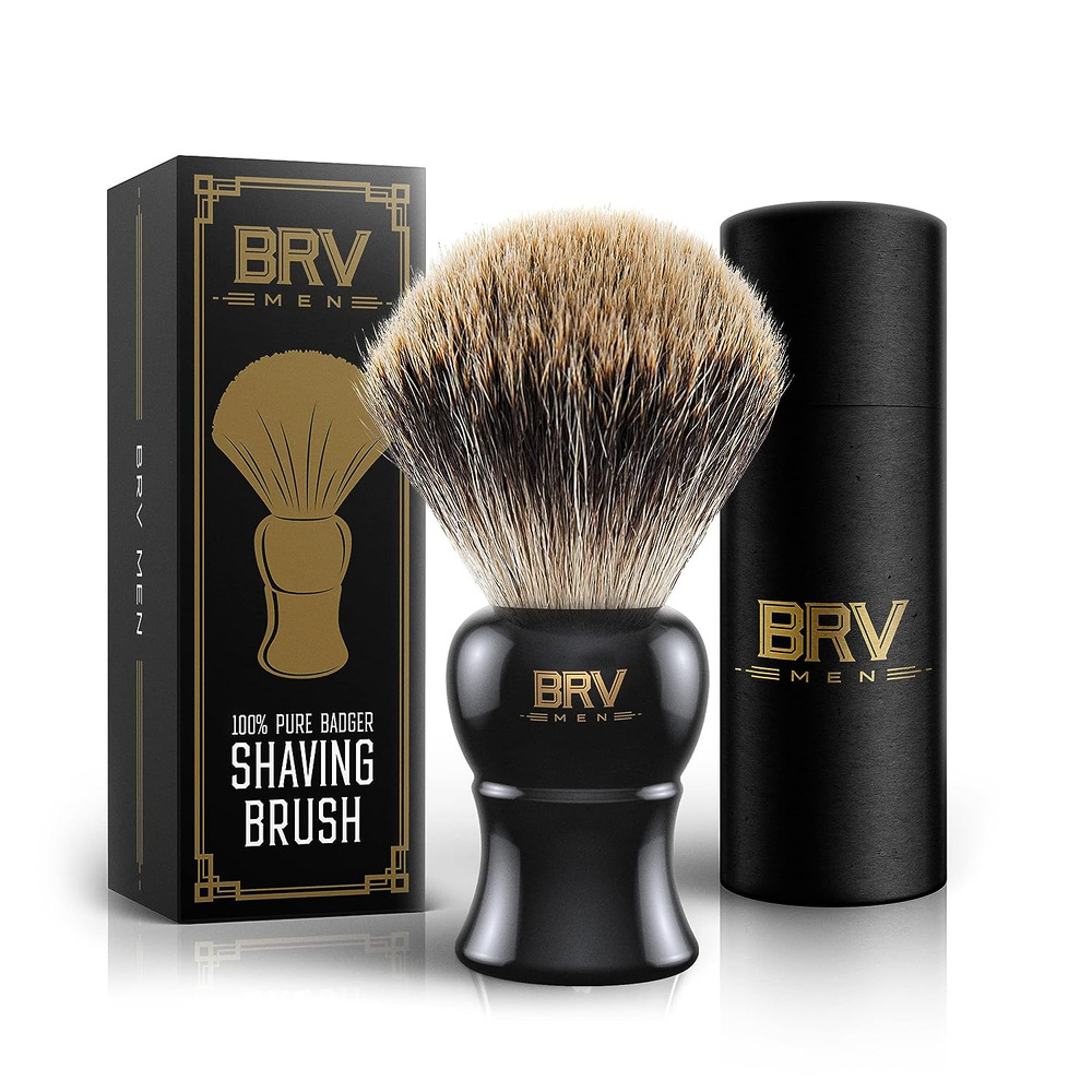 100% Pure Badger Shaving Brush (19Mm Knots) - Heavy Resin Handle with Travel Cas