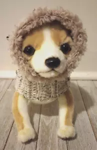 handmade crochet dog pet hood hat cat snood xs small cream fleck new - Picture 1 of 3