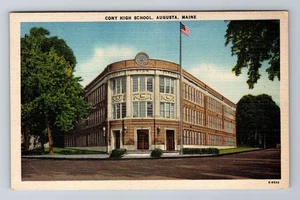 Augusta ME-Maine, Cony High School Building, Antique Vintage Souvenir Postcard - Picture 1 of 2