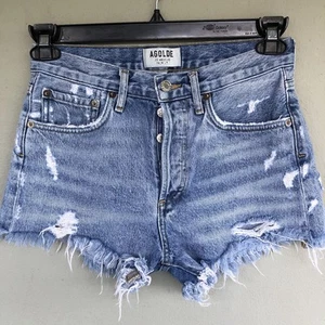 Agolde Parker Jeansshorts Damen 24 High Rise Distress Cutoff Button FlyRaw Hem  - Bild 1 von 12