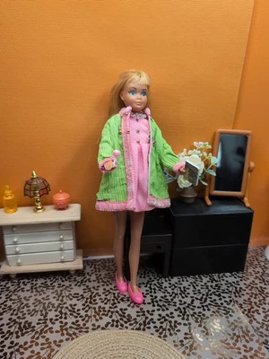 Roupa Skipper Vintage Marcada - Casaco e Vestido Princesa Rosa #1747 + Sapatos, Livro + - Imagem 1 de 4