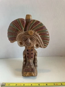 Figura de arcilla silbato flauta cerámica arte popular mexicano maya azteca de colección - Imagen 1 de 10
