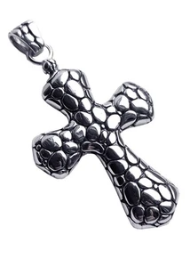 Edelstahl Anhänger 316L Kreuz Kruzifix Kreuzanhänger Stein-Motiv Schmuck Silber - Bild 1 von 1