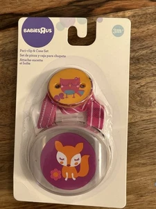 Babies R Us Schnullerclip & Etui Foxy Orange Pink Versiegelt NEU - Bild 1 von 5