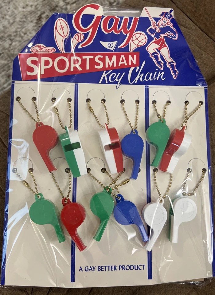 Deportista Gay Vintage Silbato Llaveros Tablero de Exhibición Nuevo Sin Abrir Foto 1 de 1