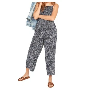 Old Navy Women's Blue Ditsy Floral Smocked Jumpsuit Size XS - Picture 1 of 5
