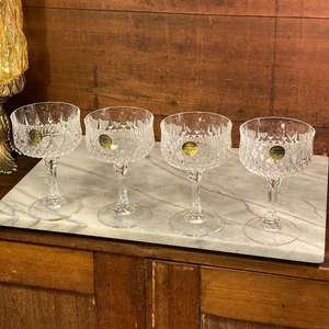 CRISTAL D'ARQUES-DURAND France Champagne Tall Sherbet Glass LONGCHAMP ~ Set of 4 - Picture 1 of 11