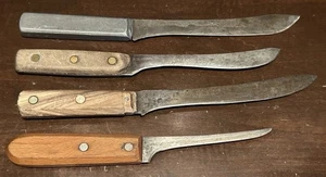 Lotto 4 coltelli vintage manico legno rivetti Dexter usura pesante vedi descrizione. - Foto 1 di 18