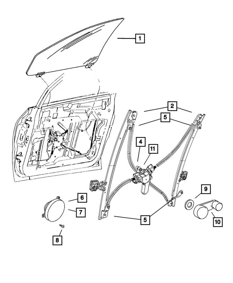 Cristal puerta delantera derecha Mopar genuino 04894586AA Foto 1 de 1