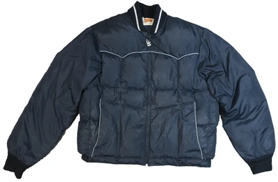 Cómoda chaqueta de bombardero acolchada vintage años 70 con puños acanalados L plumas negras Foto 1 de 4