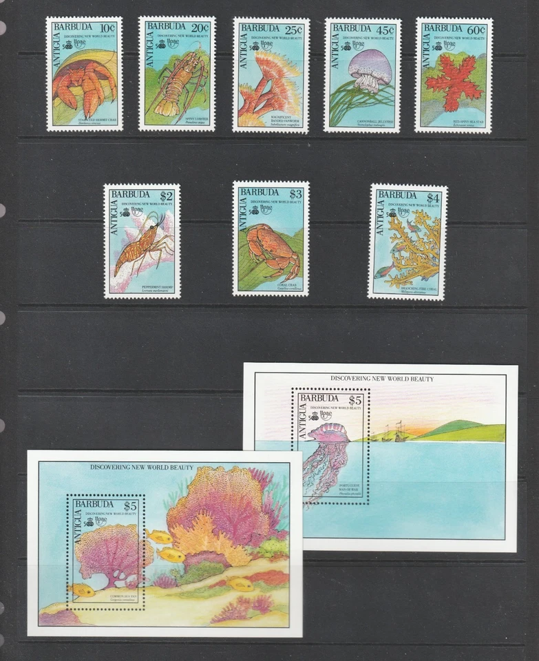 1990 Antigua & Barbuda Sc# 1275-84. Shellfish & Marine Life. MNH set Cv$18.70 - Image 1 of 1