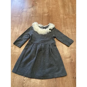 Janie & Jack Niñas Imitación Piel Ribete Gris Carbón Vestido 6 - Imagen 1 de 4