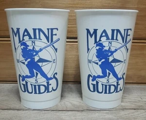 80's Maine Guides AAA Baseball International League Plastic Cups 18 Oz. Set Of 2 - Picture 1 of 10