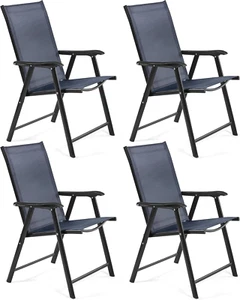 Outdoor Patio Chairs Set of 4, Portable Dining Chairs with Armrests for Camping, - Picture 1 of 12