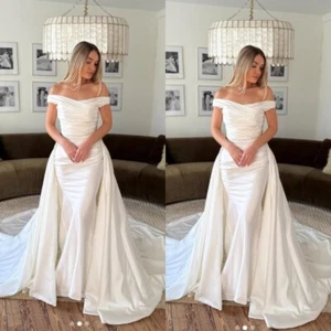 Mermaid Wedding Dresses With Detachable Train Off The Shoulder Bridal Gowns - Picture 1 of 10