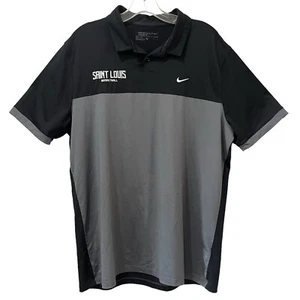 Nike Golf Dri Fit Polo Shirt SLU BASKETBALL Men Size Large Gray Black Billikens - Picture 1 of 8